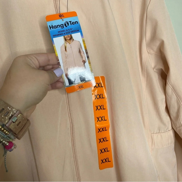 ✨NWT Hang Ten Pink UPF 50+ Water Repellant Hybrid Rain Jacket Plus Size XXL - Picture 4 of 11